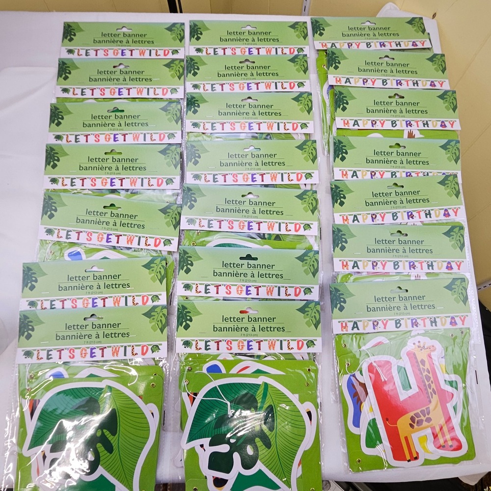21pc Safari Jungle Letter Banner Lot Lets Get Wild Happy Birthday 7ft Greenbrier